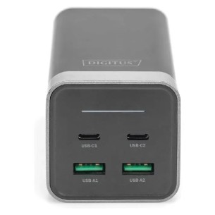 Adattatore di Ricarica USB a 4 Porte (2x USB-C, 2x USB-A) - Universale - 150 W - Tecnologia GaN - Nero/Argento