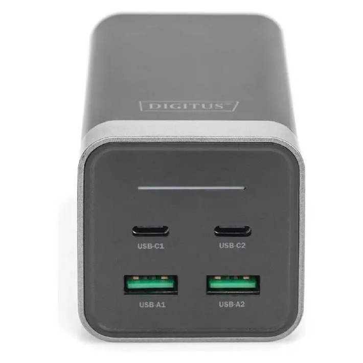 Adattatore di Ricarica USB a 4 Porte (2x USB-C, 2x USB-A) - Universale - 150 W - Tecnologia GaN - Nero/Argento