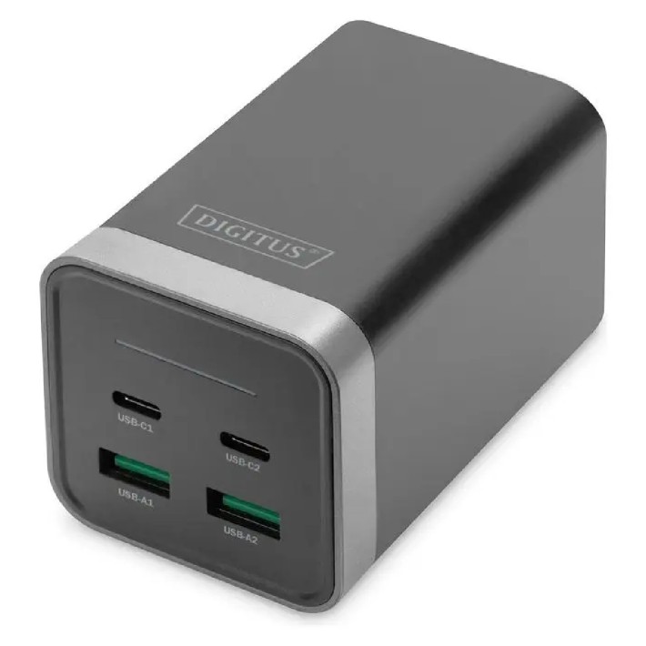 Adattatore di Ricarica USB a 4 Porte (2x USB-C, 2x USB-A) - Universale - 150 W - Tecnologia GaN - Nero/Argento