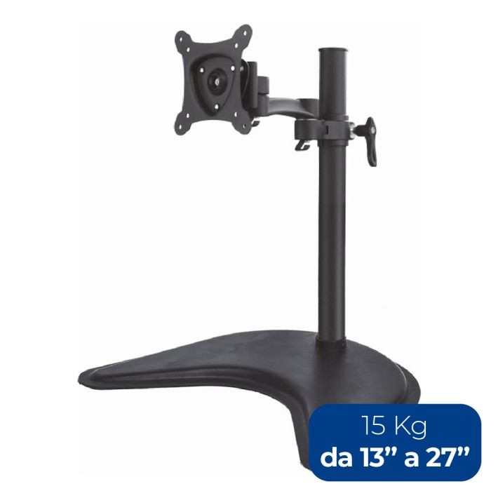 Supporto per Monitor - da Tavolo - con Base per Video - fino a 15 kg - da 13" a 27" - con due Snodi