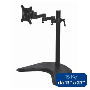 Braccio per Monitor - da Tavolo - con Base per video - fino a 15 kg - da 13" a 27" - con tre Snodi
