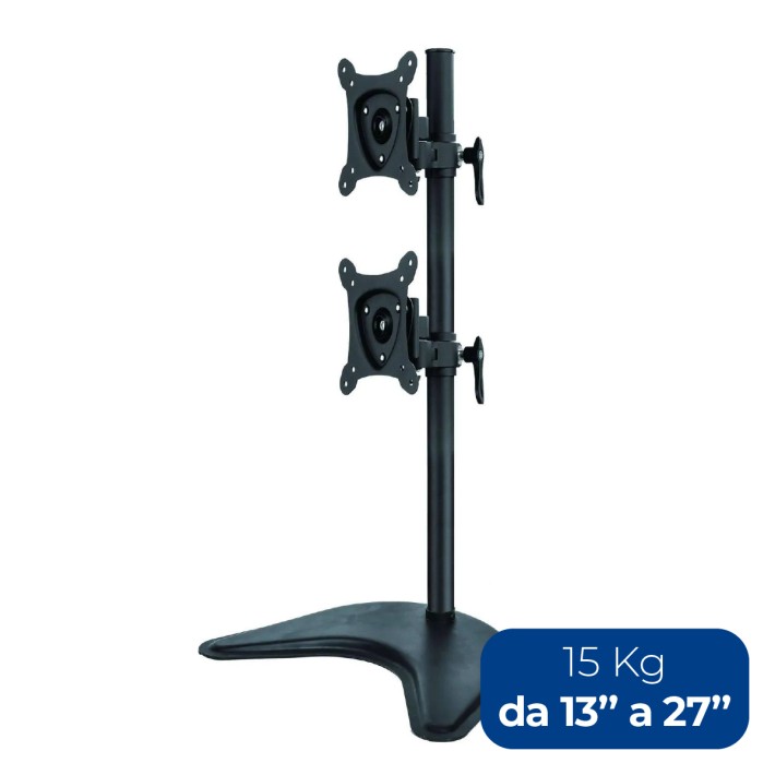 Supporto per Monitor - da Tavolo - con Base fino a due Video - da 13" a 27" - fino a 15 kg