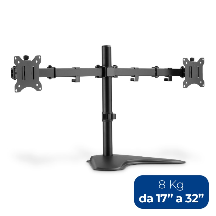 Supporto per Monitor Doppio - con Piedistallo - da 17" a 32" - fino a 8 kg