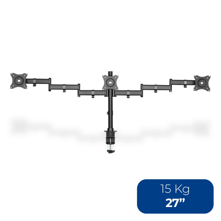 Supporto per Monitor - da Tavolo - Triplo - con Morsa - fino a 27" - fino a 15 kg