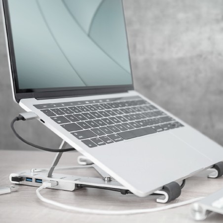 Supporto Notebook - Regolabile - con Hub - Usb 3.0 e Usb C - 5 Porte