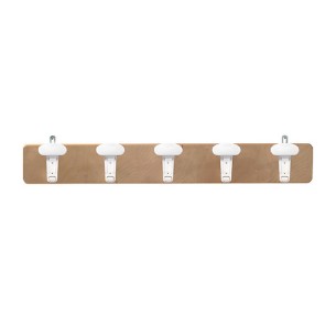 Fascia Appendiabiti 5 Posti in Legno e Ganci Plastica -...