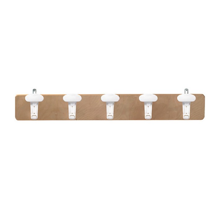 Fascia Appendiabiti 5 Posti in Legno e Ganci...