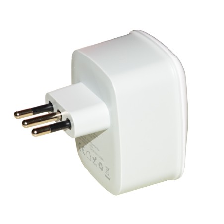 Adattatore Multipresa - da Muro - Spina Italiana 10 A - con 2 Porte Usb - con 1 Presa a 2 Poli
