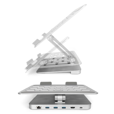 Supporto Regolabile - per Notebook e Tablet - con 6 Porte tra USB-C/USB, HDMI e di Rete
