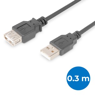 Cavo Extender Usb 2.0 - con Connettori A/A M/F - 0,3 m - Nero