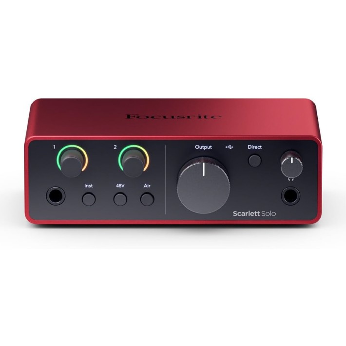 Scheda Audio - Focusrite Scarlett Solo 4th gen - con Preamplificatore Microfonico - Funzione Air - con Cavo USB A a C