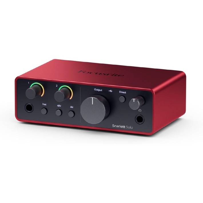 Scheda Audio - Focusrite Scarlett Solo 4th gen - con Preamplificatore Microfonico - Funzione Air - con Cavo USB A a C