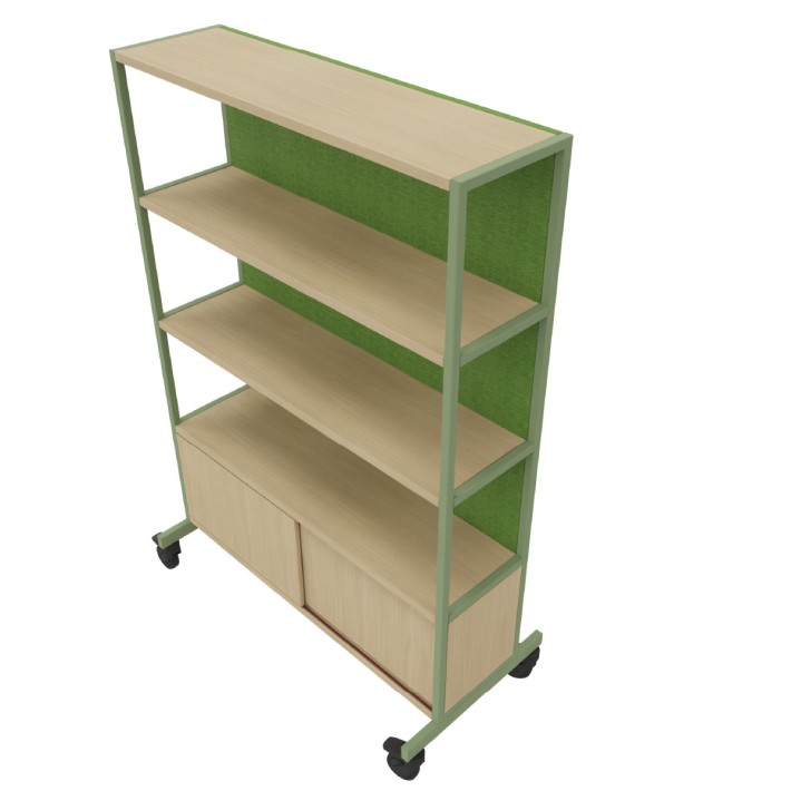 Libreria Worklab - Dimensioni 120 x 59 x 179 cm - Colore Struttura Verde - Colore Ripiano Acacia