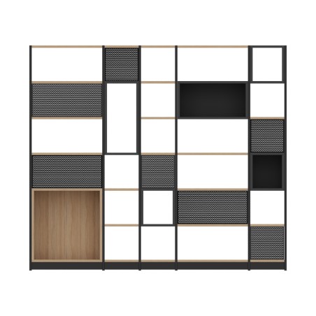 Libreria Combus Modello 1 - Dimensioni 283 x 40 x 239,5 cm  - Colore Struttura Nero - Colore...
