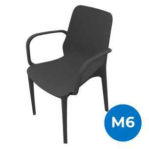 Sedia Ginevra con Braccioli in Tecnopolimero - Altezza Seduta 47 cm - Colore Scocca Grigio Antracite
