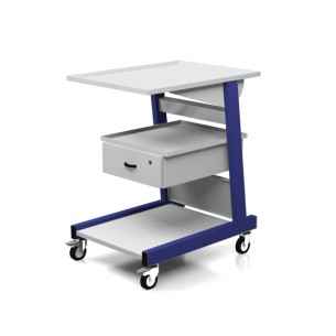 Carrello Porta Strumenti con 3 ripiani Cassetto Metallico e 4 Ruote -  Portata di Carico Superiore 120 kg