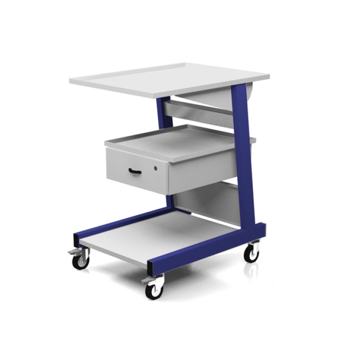 Carrello Porta Strumenti con 3 ripiani Cassetto Metallico e 4 Ruote -  Portata di Carico Superiore 120 kg