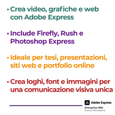 Adobe Express Enterprise HED (Minimo 100 Licenze) - Nuova Attivazione - VIP EDU - 1 Utente -...