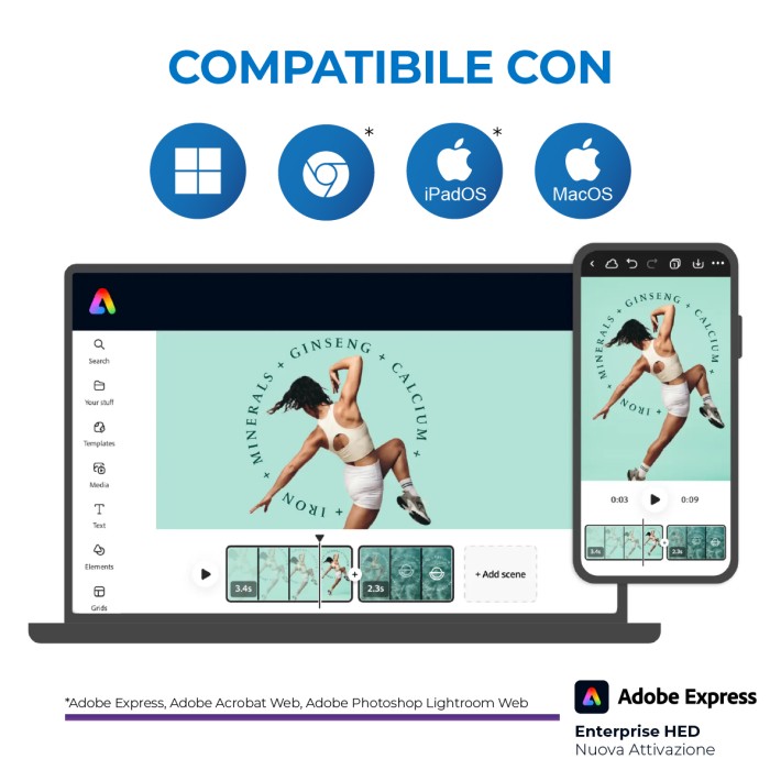 Adobe Express Enterprise HED (Minimo 100 Licenze) - Nuova Attivazione - VIP EDU - 1 Utente - Prezzo a Licenza - 1 Anno