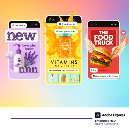 Adobe Express Enterprise HED (Minimo 100 Licenze) - Nuova Attivazione - VIP EDU - 1 Utente -...