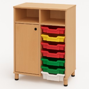 Mobile Cassettiera in Legno con 1 Anta + 7 Cassette "Smile" - Dimensioni  72 x 45 x 100 cm