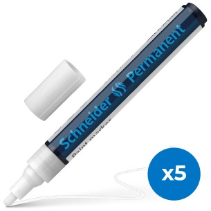 Scatola da 5 Marcatori Gesso Liquido a Base d'Acqua - Spessore Punta 5/15 mm - Colore Bianco