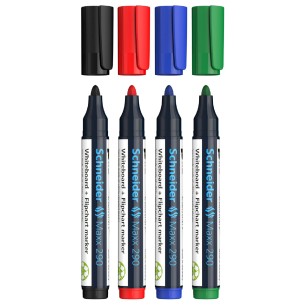 Astuccio 4 Marcatori Maxx 290 - Spessore Punta 1+3 mm - Colore Nero/Rosso/Blu/Verde