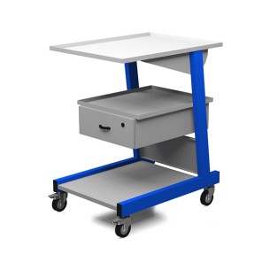 Carrello Porta Strumenti con 3 ripiani Cassetto Metallico e 4 Ruote - Portata di Carico Superiore 120 kg