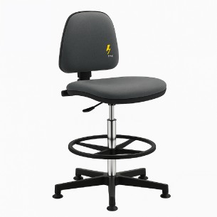 Sgabello ESD in Tessuto Grigio Dissipativo su Ruote