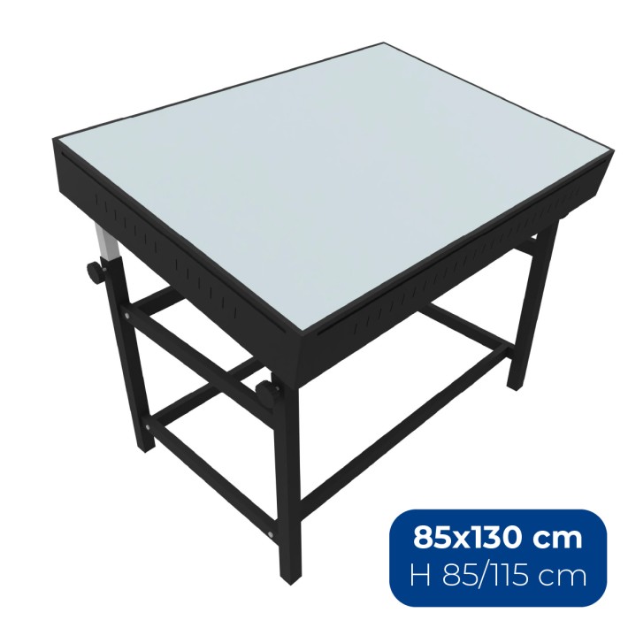 Tavolo Regolabile Archittetto con Piano Luminosos Grapholux - Dimensione Piano 85 x 130 cm - Altezza Regolabile 85/115 cm