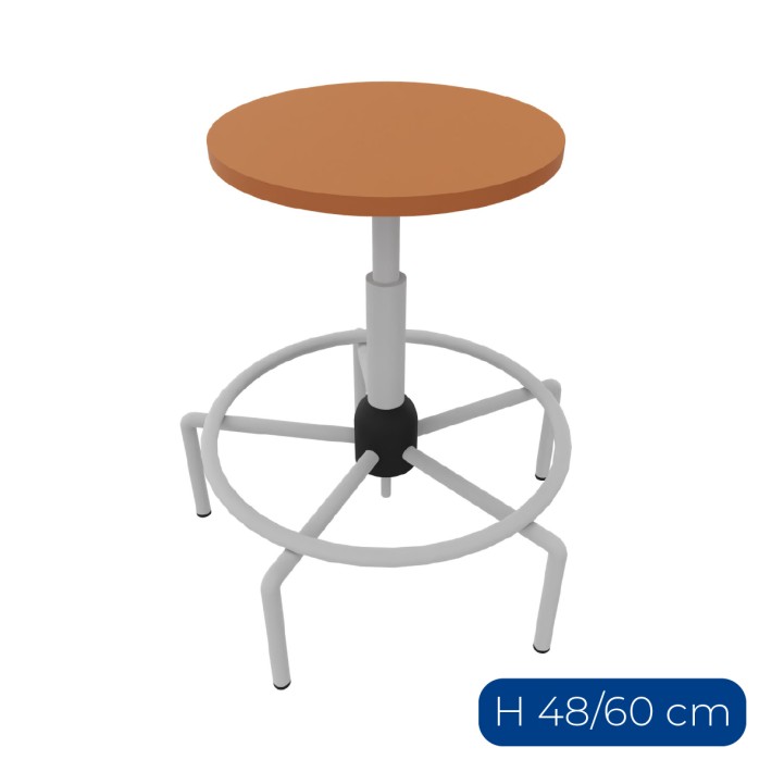 Sgabello Accademia con Seduta e Regolazione a vite - Altezza Regolabile 48/60 cm