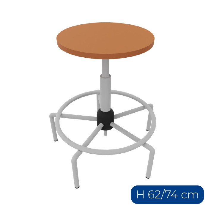 Sgabello Accademia con Seduta e Regolazione a vite - Altezza Regolabile 62/74 cm