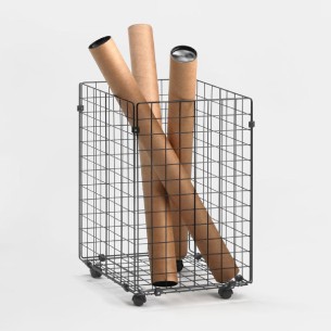 Basket Porta Rotoli in Acciaio su Ruote - Dimensioni 43 x 42 x 66 cm