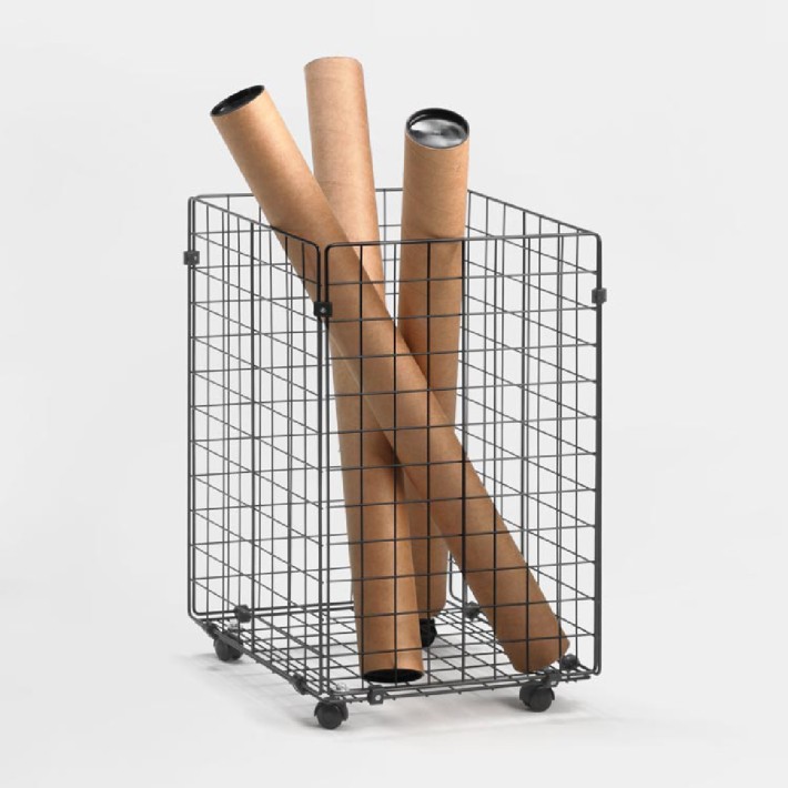 Basket Porta Rotoli in Acciaio su Ruote - Dimensioni 43 x 42 x 66 cm