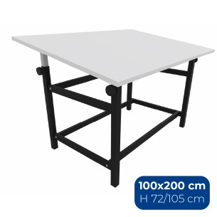 Tavolo Architetto QSA Telescopico con Piano in Melaminico - Dimensioni 100 x 200 cm - Altezza Regolabile 72/105 cm