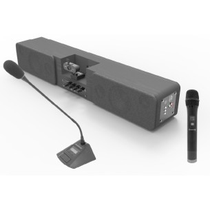 Soundbar preamplificata con webcam e 2 Radio microfoni...