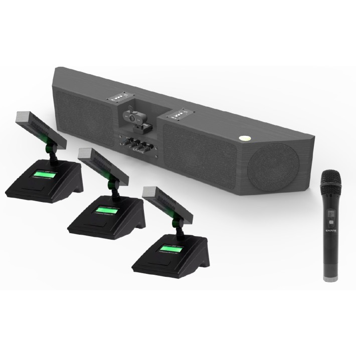 Soundbar con webcam e 4 radio microfoni da...