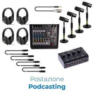 Postazione Podcasting 4 Utenti - Include Microfoni,...