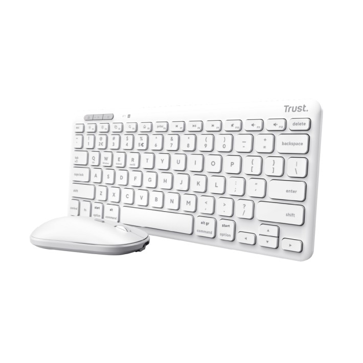 Tastiera IT - Trust Lyra - Wireless Multi-device - con Mouse e Ricevitore - Bianco
