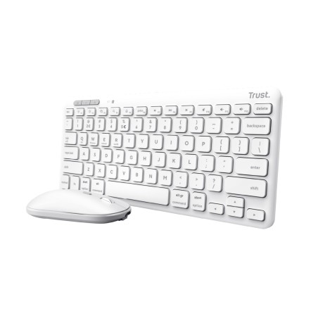 Tastiera IT - Trust Lyra - Wireless Multi-device - con Mouse e Ricevitore - Bianco