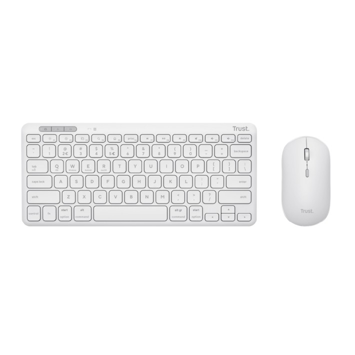 Tastiera IT - Trust Lyra - Wireless Multi-device - con Mouse e Ricevitore - Bianco