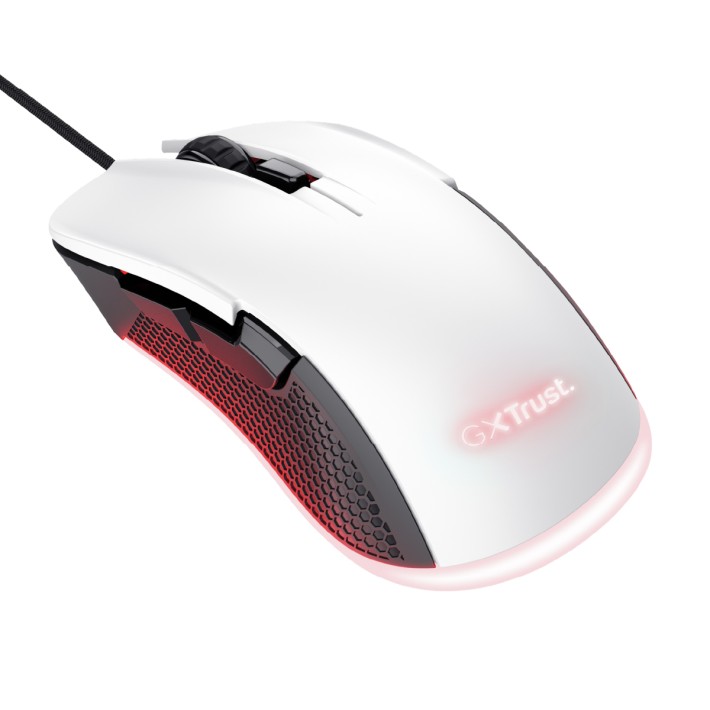 Mouse Wired Gaming Eco - Trust GXT 922W Ybar - con Illuminazione LED RGB Integrale - Bianco/Nero