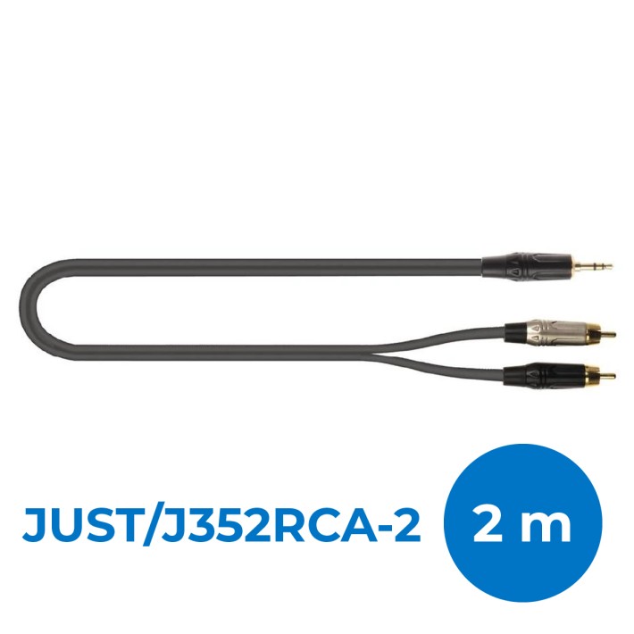 Cavo Adattatore Audio - Quik Lok Just J352RCA 2 - Mini Jack Stereo/ 2 x RCA Maschio - 2 m - Nero