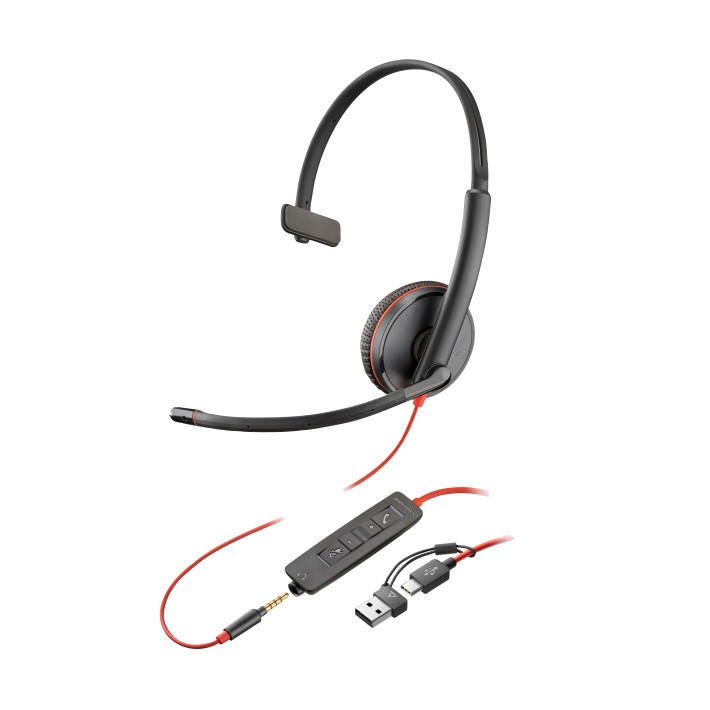 HP Poly Cuffie Poly Blackwire 3215 monoaurali...