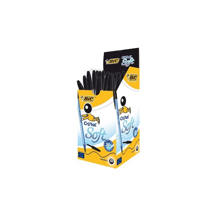 BIC Cristal Soft Nero Penna a sfera Medio 50 pz