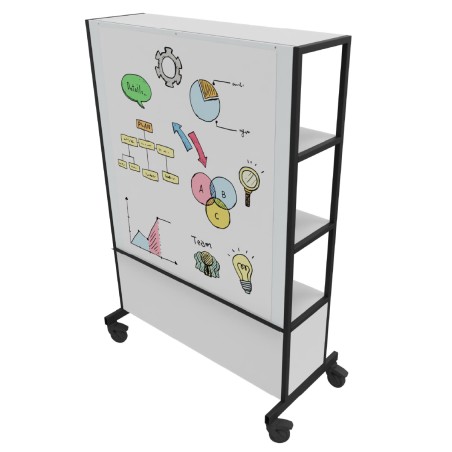 Libreria Worklab su Ruote - Modello con 2 Mensole e Schiena Scrivibile - Colore Struttura...