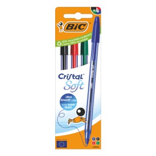 BIC Cristal Soft Nero, Blu, Verde, Rosso Penna a sfera...