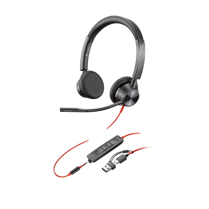 HP Poly Cuffie stereo Poly Blackwire 3325 con...