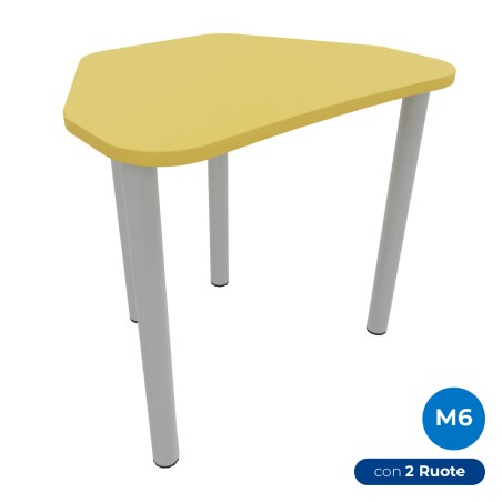 Tavolo Pino Trapezio 4 Gambe in Melaminico con 2 Ruote - Dimensioni 75,5 x 58,5 x 76 cm -...
