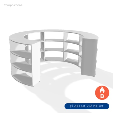 COMPOSIZIONI EDERA Armadio Composto da 6 Moduli Curvi Ignifughi B-s1.d0 - Diametro 280/190...
